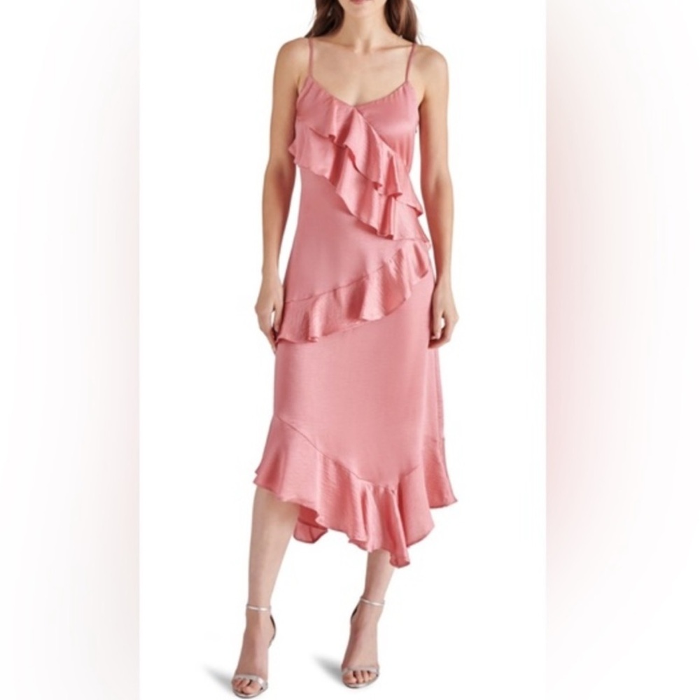 Pink Ruffled Midi Dress Steve Madden